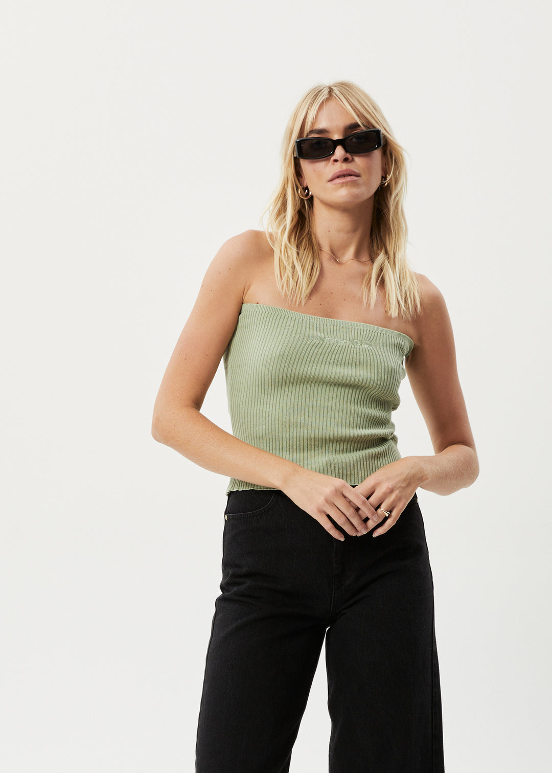 AFENDS Womens Weekend - Knit Tube Top - Eucalyptus 