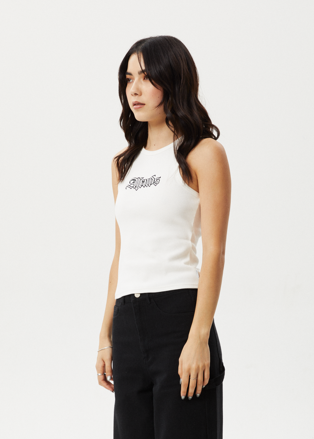 AFENDS Womens Burning - Rib Singlet - White 