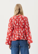 Afends Womens Hibiscus -  Tie Blouse - Hibiscus - Afends womens hibiscus    tie blouse   hibiscus 