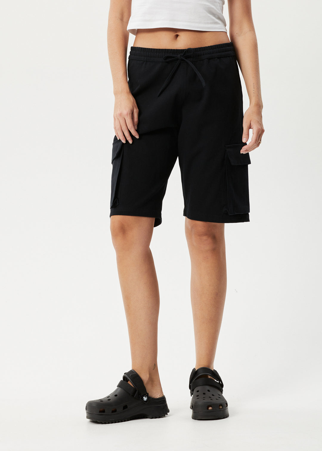 AFENDS Womens Fuji - Relaxed Cargo Short - Black 