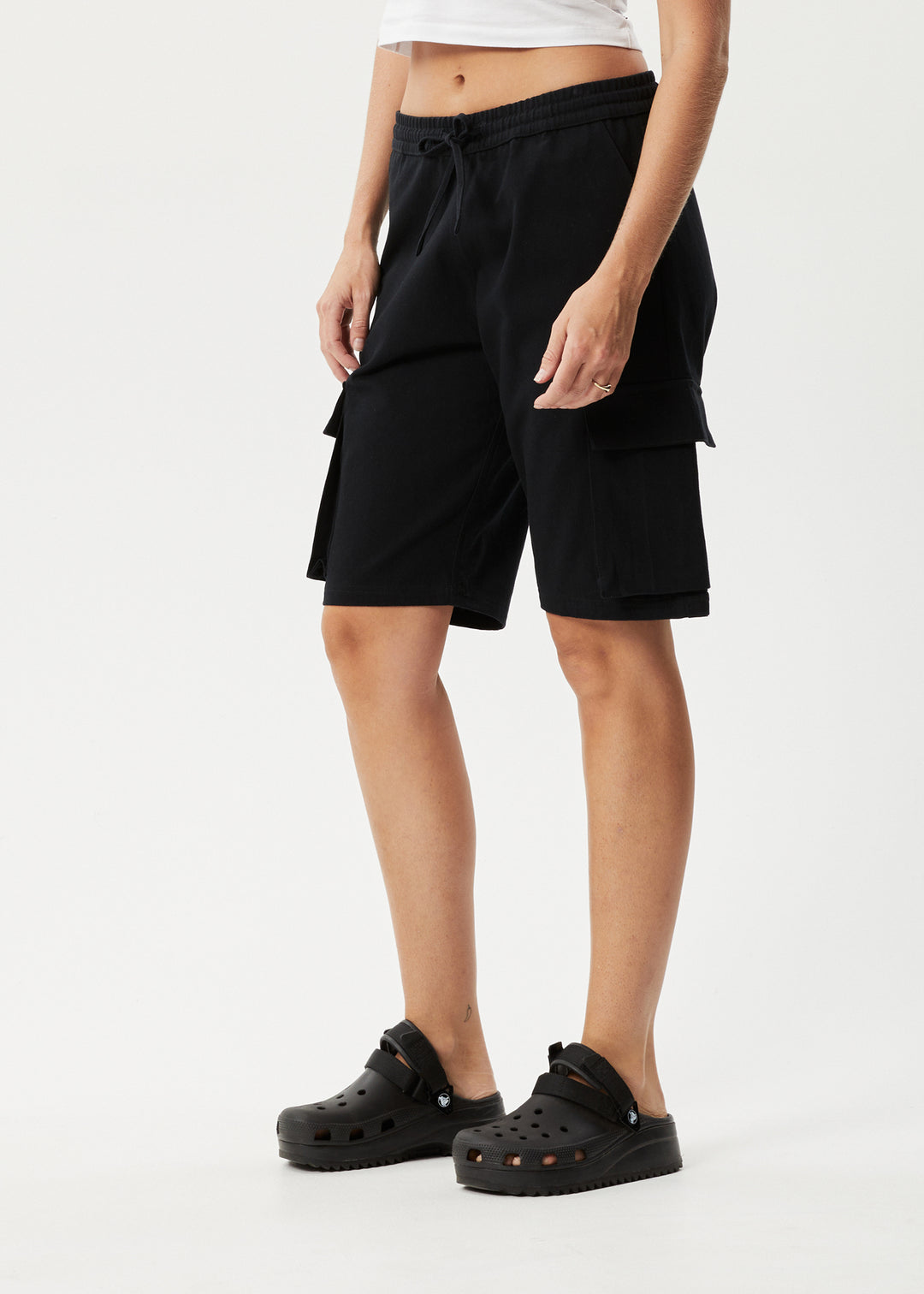 AFENDS Womens Fuji - Relaxed Cargo Short - Black 