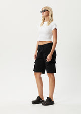 Afends Womens Fuji -  Relaxed Cargo Short - Black - Afends womens fuji    relaxed cargo short   black 