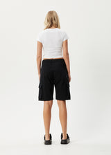 Afends Womens Fuji -  Relaxed Cargo Short - Black - Afends womens fuji    relaxed cargo short   black 