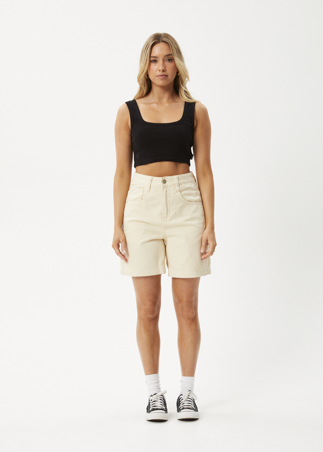 AFENDS Womens Emilie - Denim Carpenter Short - Sand 