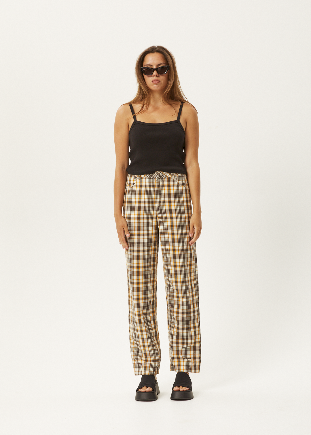 AFENDS Womens Check Out Shelby - Pants - Moonbeam Check 