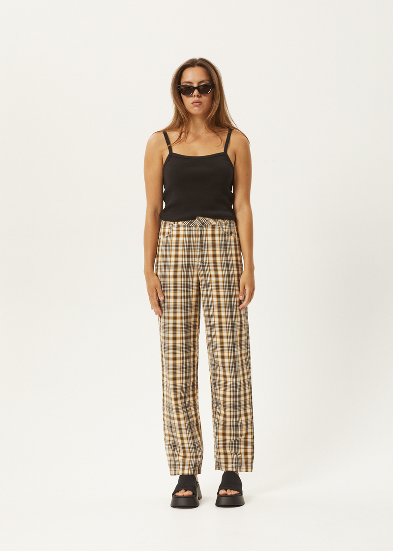 AFENDS Womens Check Out Shelby - Pants - Moonbeam Check