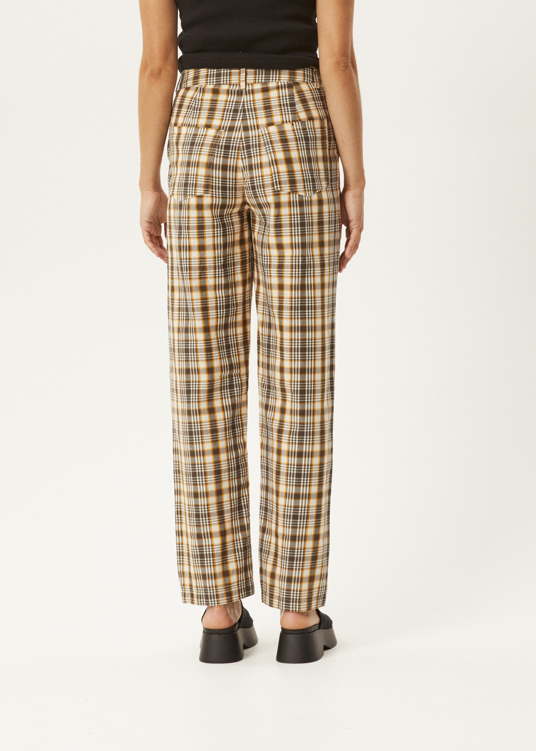 AFENDS Womens Check Out Shelby - Pants - Moonbeam Check 