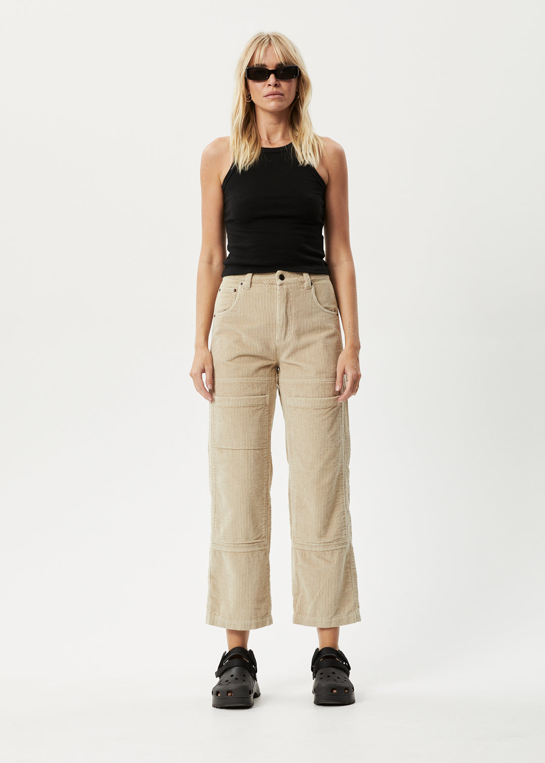 AFENDS Womens Paradise Moss - Corduroy Pants - Dark Ecru 