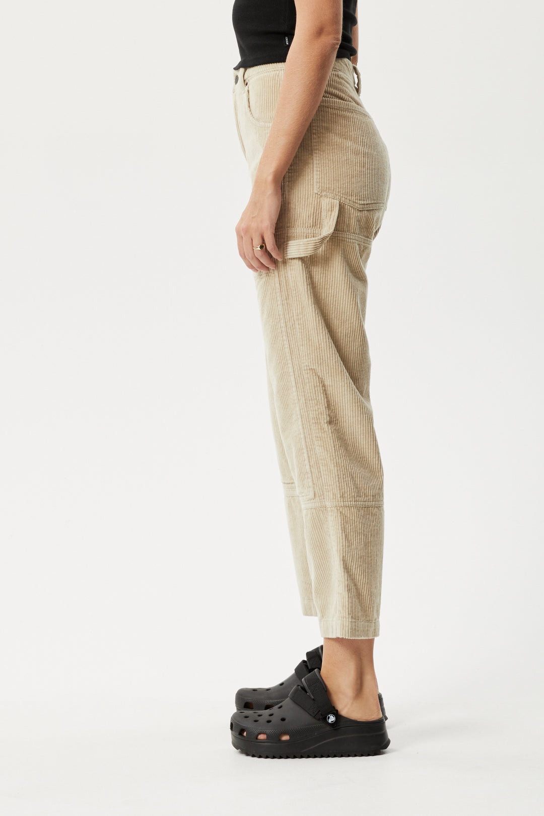 AFENDS Womens Paradise Moss - Corduroy Pants - Dark Ecru 