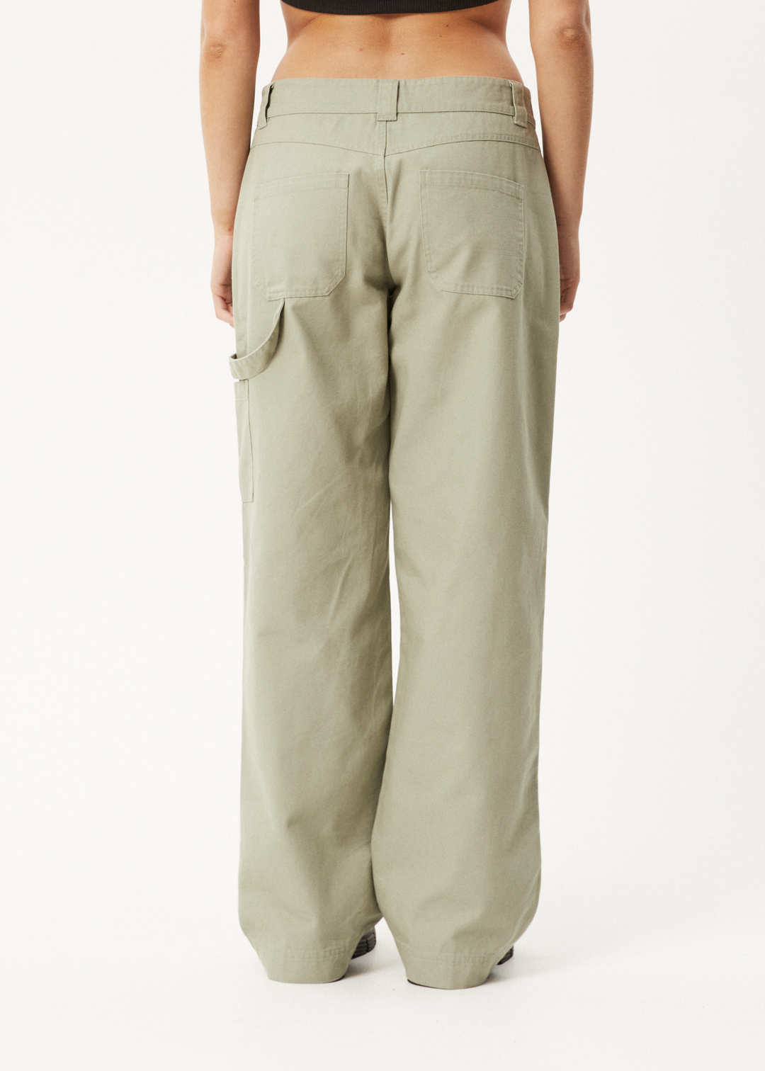 AFENDS Womens Lexi - Low Rise Carpenter Pants - Eucalyptus 