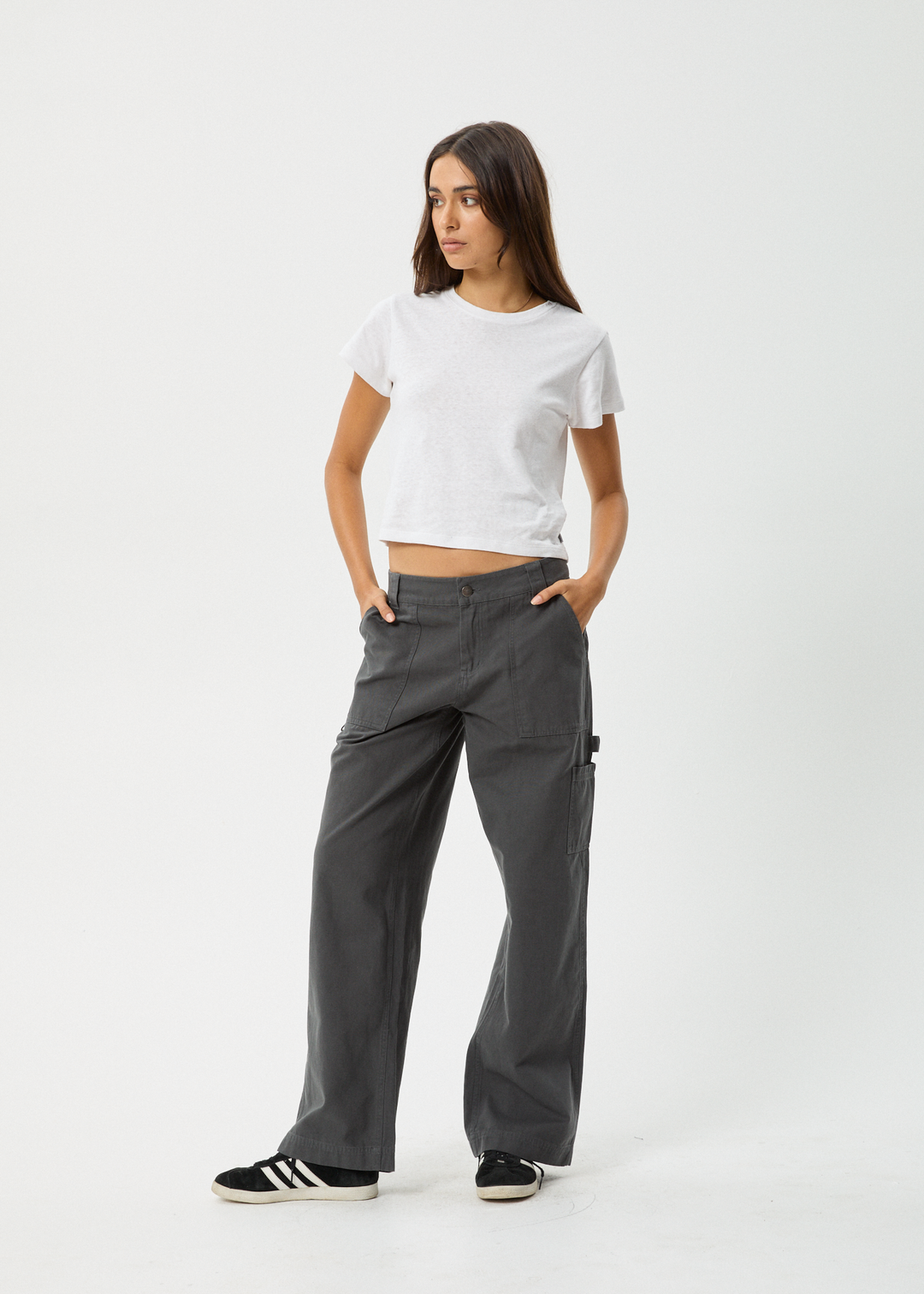 AFENDS Womens Lexi - Low Rise Carpenter Pants - Gunmetal 