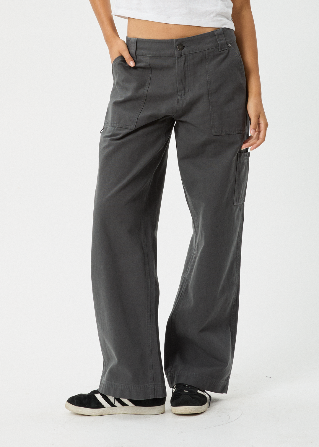 AFENDS Womens Lexi - Low Rise Carpenter Pants - Gunmetal 