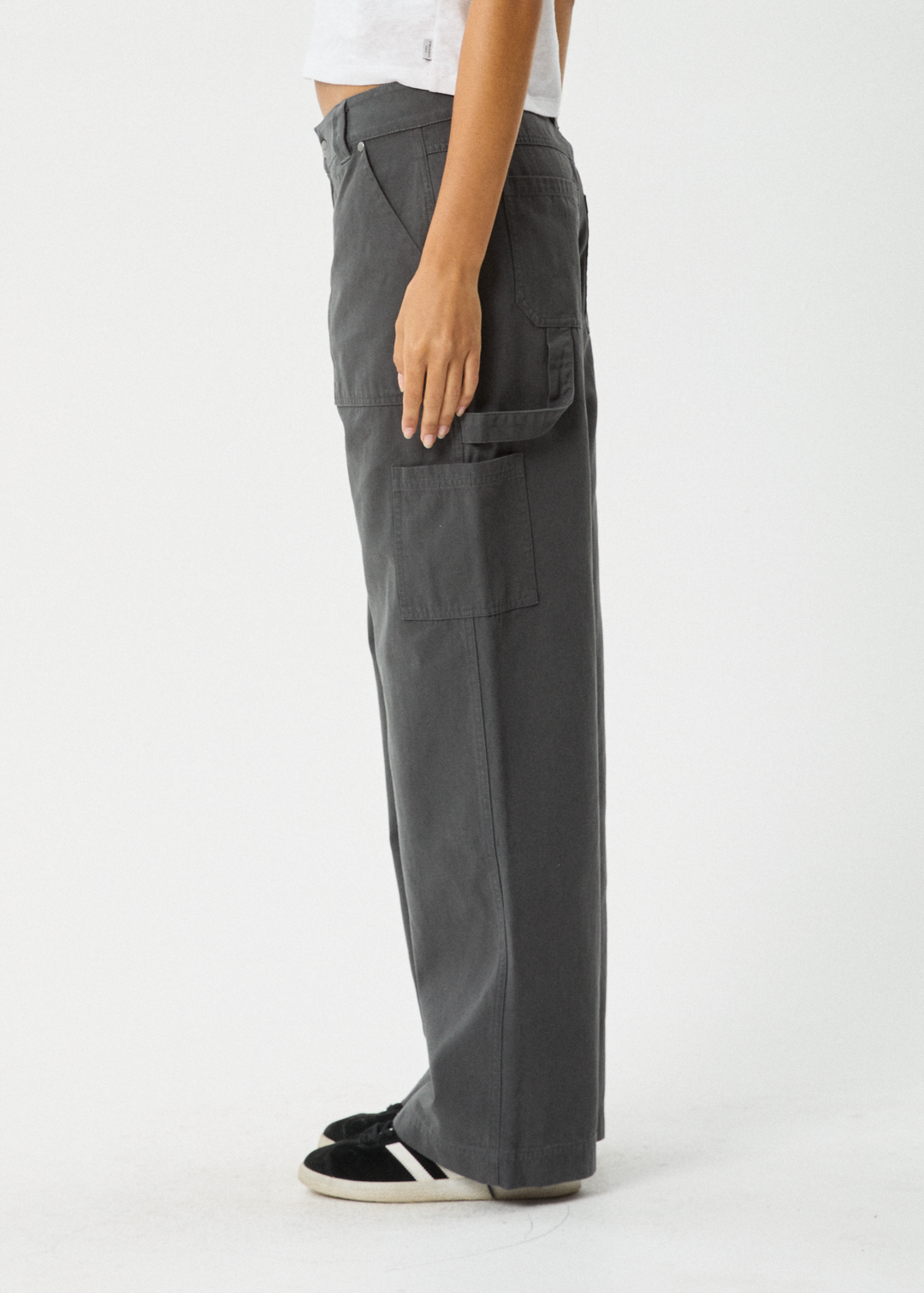 AFENDS Womens Lexi - Low Rise Carpenter Pants - Gunmetal 