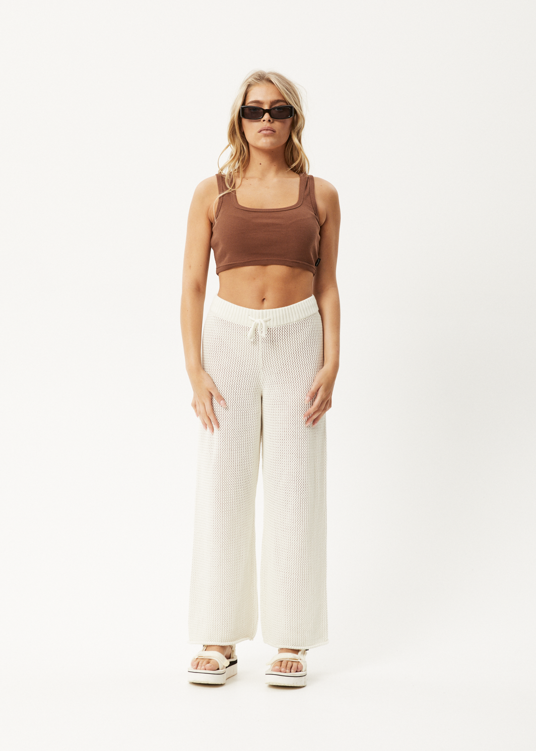 AFENDS Womens Ryder - Knit Pants - White 