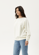 Afends Womens Cutback - Recycled Raglan Crewneck - Off White - Afends womens cutback   recycled raglan crewneck   off white