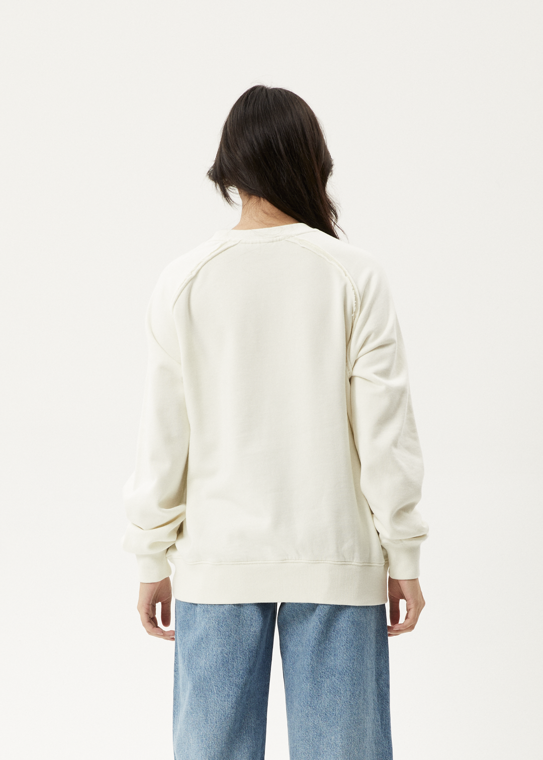 AFENDS Womens Cutback - Raglan Crewneck - Off White 