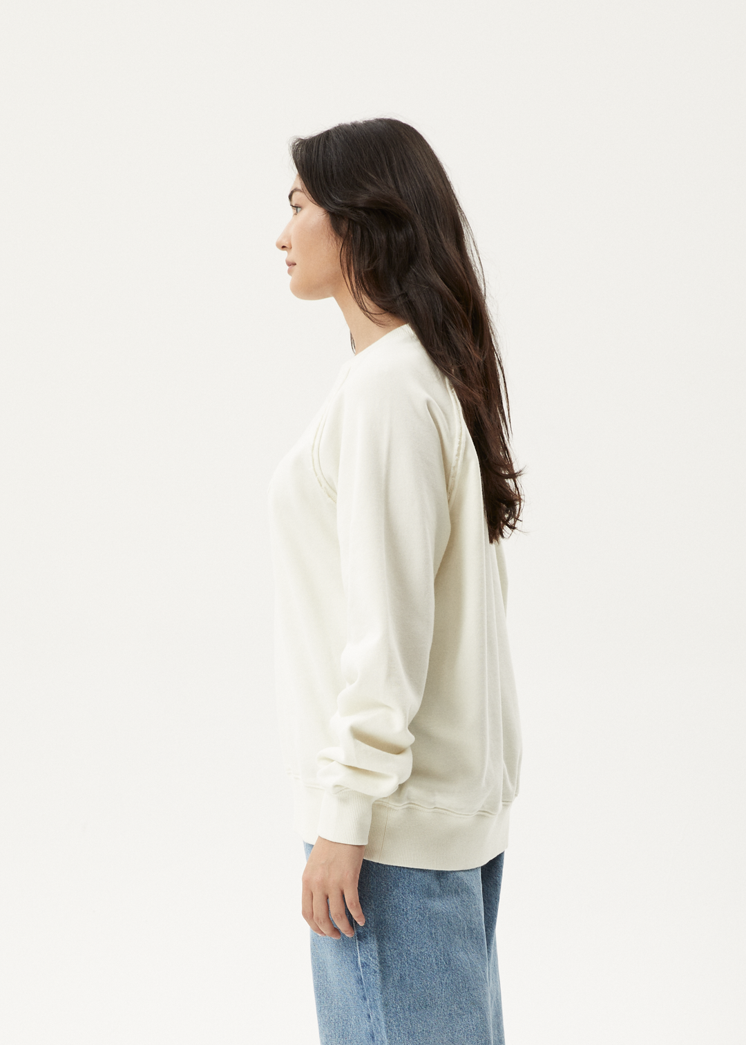 AFENDS Womens Cutback - Raglan Crewneck - Off White 