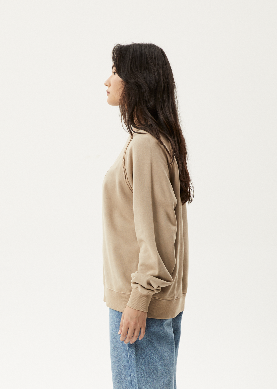 AFENDS Womens Cutback - Raglan Crewneck - Taupe 