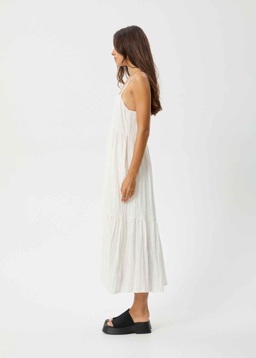 AFENDS Womens Calm - Seersucker Maxi Dress - White 