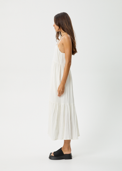 AFENDS Womens Calm - Seersucker Maxi Dress - White - Afends AU.