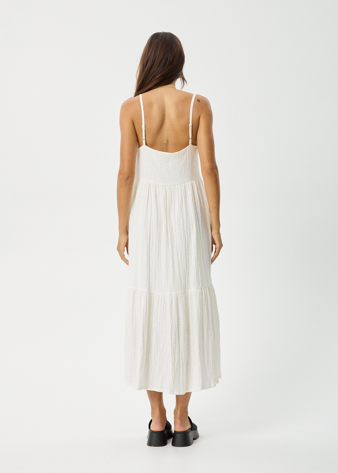 AFENDS Womens Calm - Seersucker Maxi Dress - White 