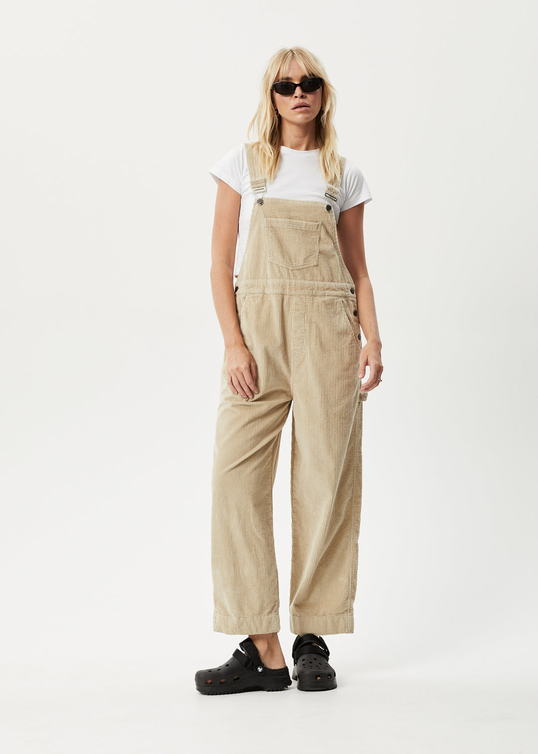 AFENDS Womens Paradise Louis - Corduroy Overalls - Dark Ecru 