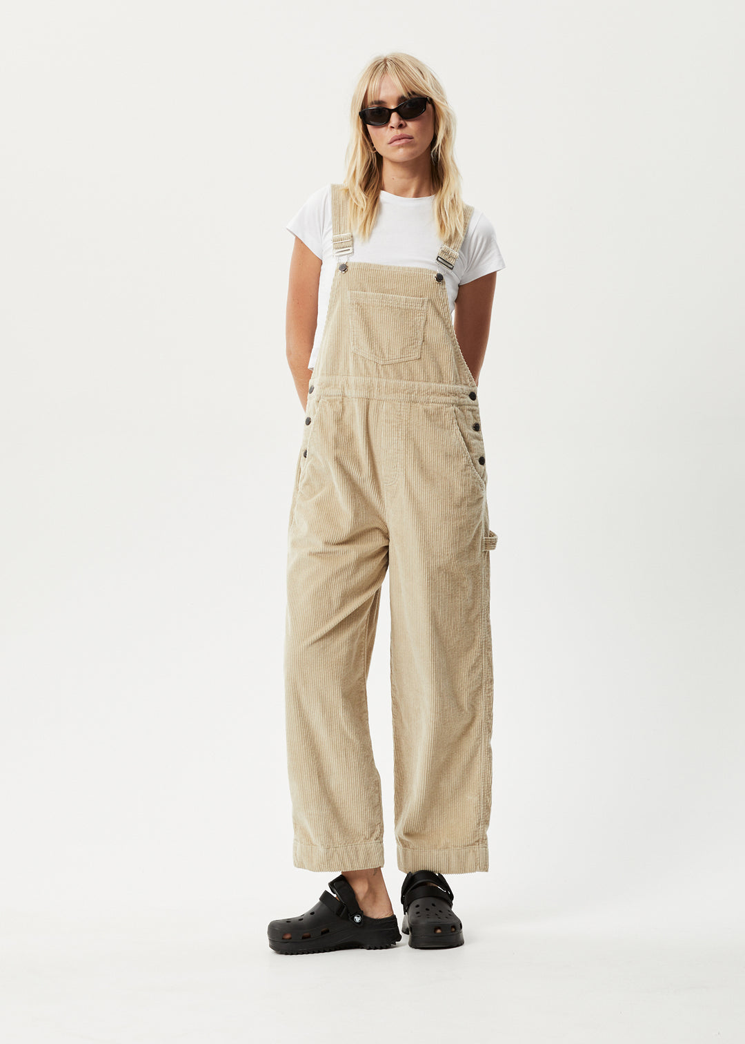 AFENDS Womens Paradise Louis - Corduroy Overalls - Dark Ecru 