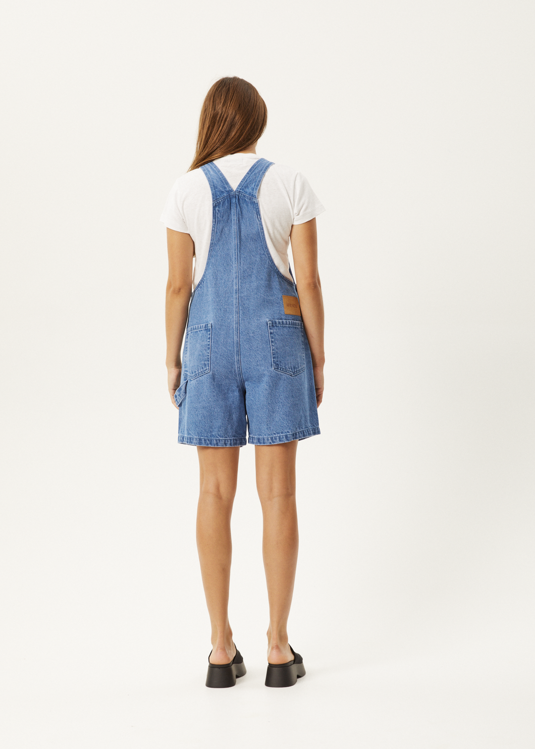 AFENDS Womens Lewi - Short Overalls - Worn Blue 