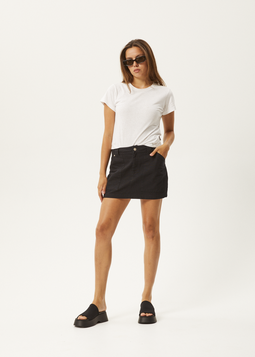 AFENDS Womens Lexi - Cargo Mini Skirt - Washed Black 