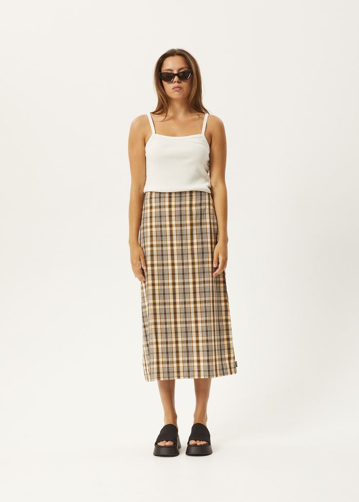 Afends Womens Check Out -  Midi Skirt - Moonbeam Check 