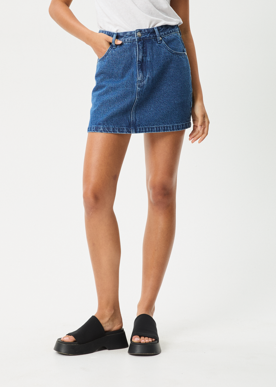 AFENDS Womens Georgia - Denim Skirt - Authentic Blue