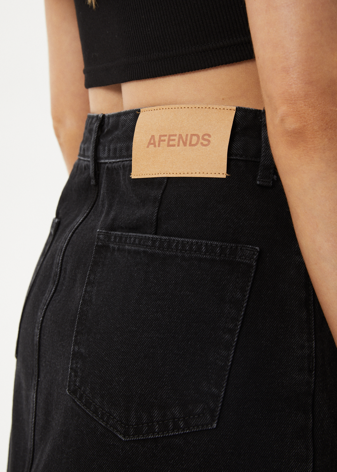 AFENDS Womens Georgia - Denim Skirt - WASHED BLACK 