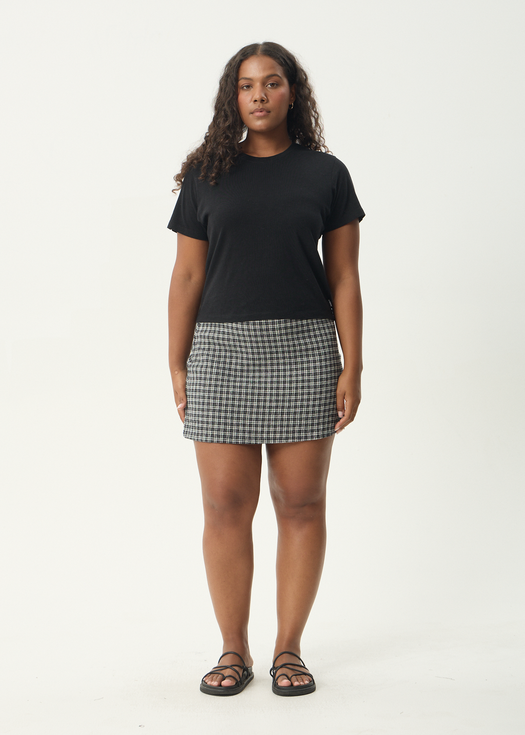 AFENDS Womens Asta - Seersucker Mini Skirt - Steel Check AFENDS Womens Asta - Seersucker Mini Skirt - Steel Check