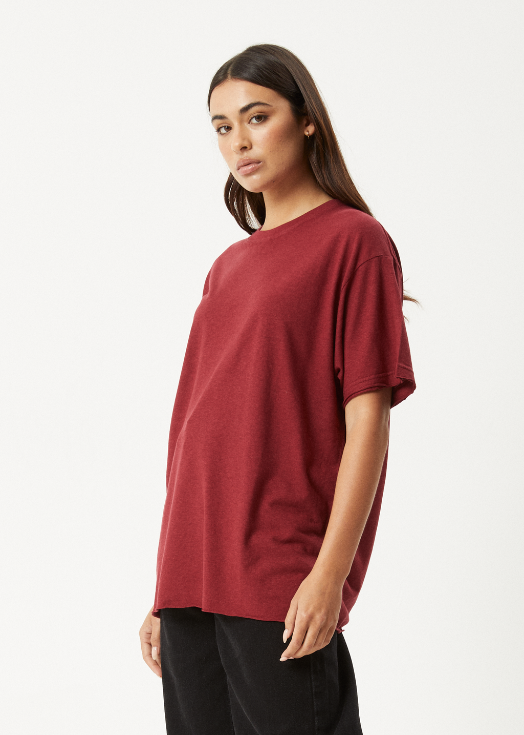 AFENDS Womens Slay - Oversized Tee - Burgundy