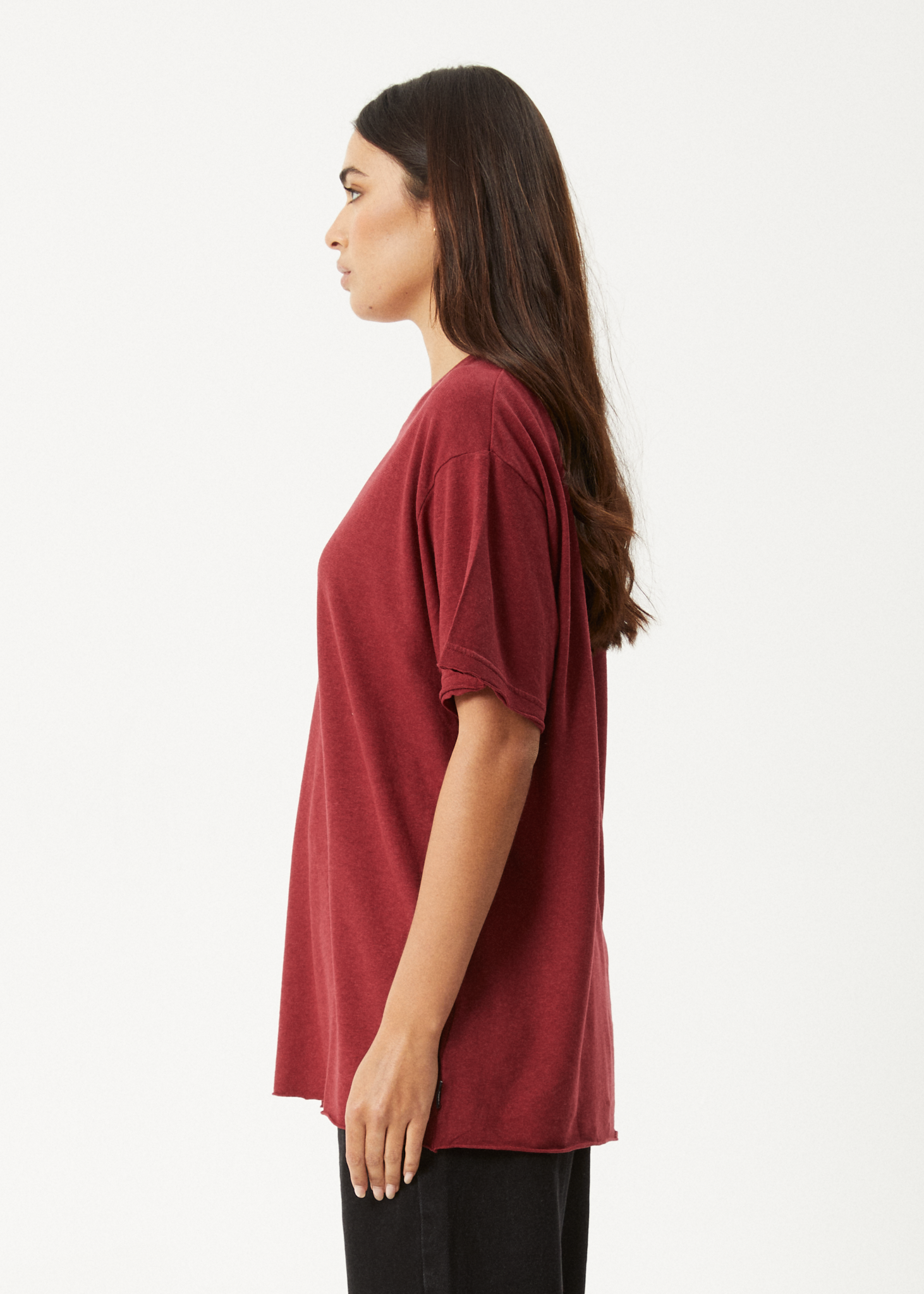 AFENDS Womens Slay - Oversized Tee - Burgundy
