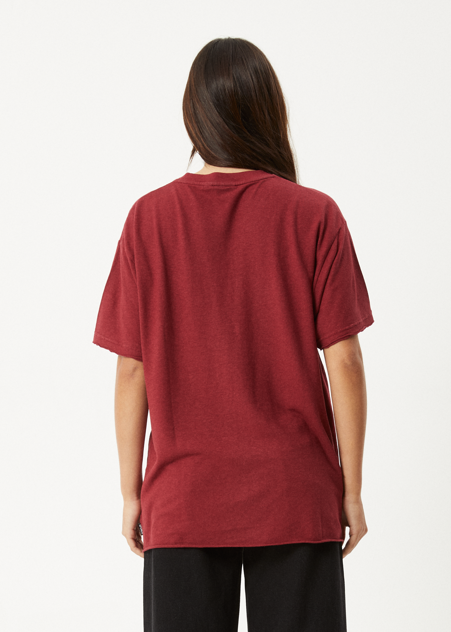 AFENDS Womens Slay - Oversized Tee - Burgundy