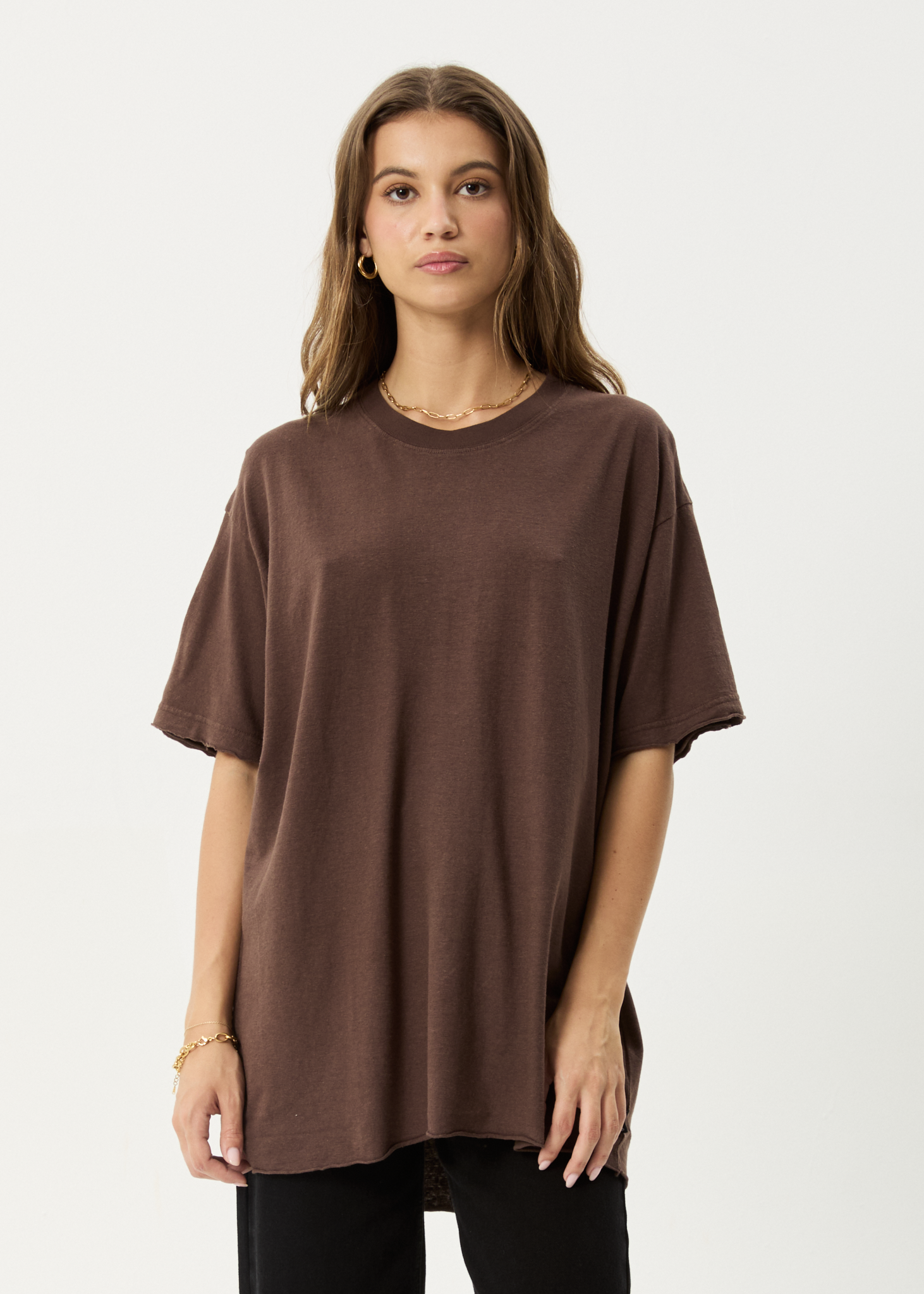 AFENDS Womens Slay - Oversized Tee - Coffee