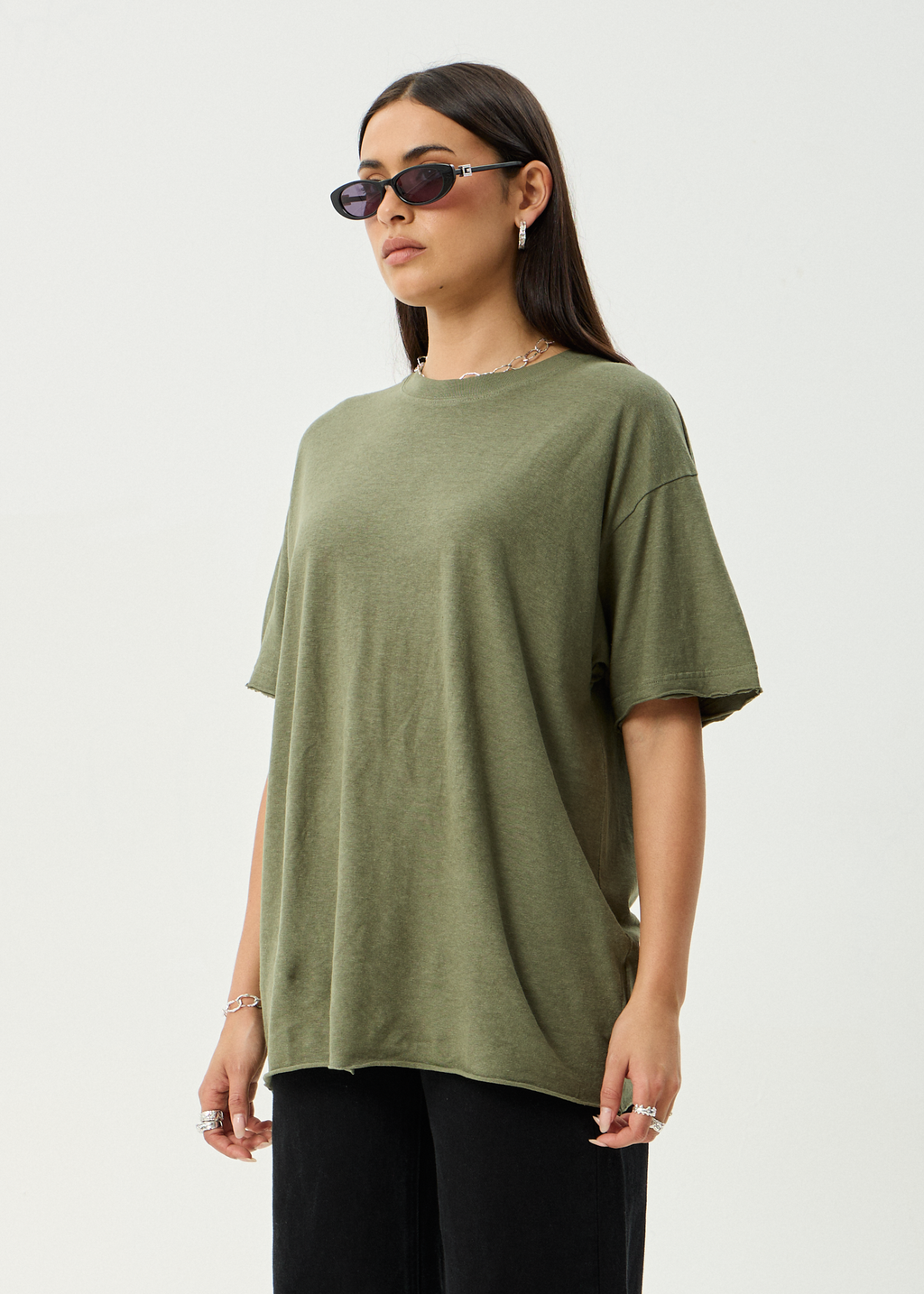 AFENDS Womens Slay - Oversized Tee - Deep Olive
