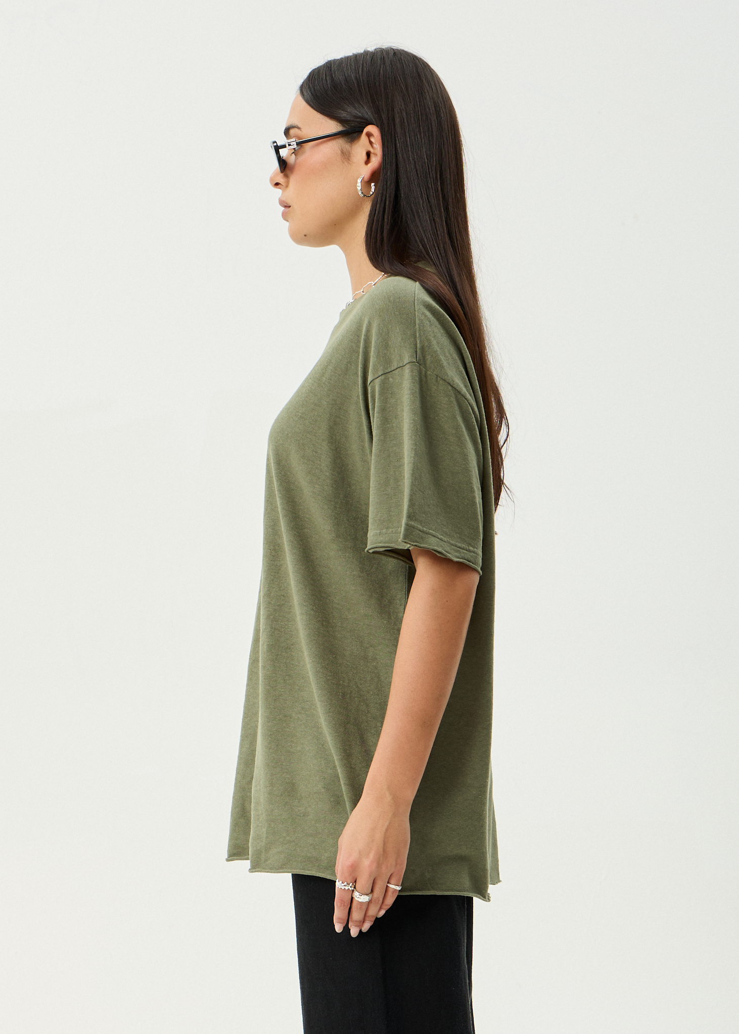 AFENDS Womens Slay - Oversized Tee - Deep Olive