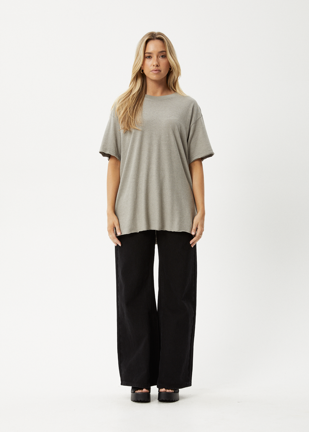 AFENDS Womens Slay - Oversized Tee - Olive 