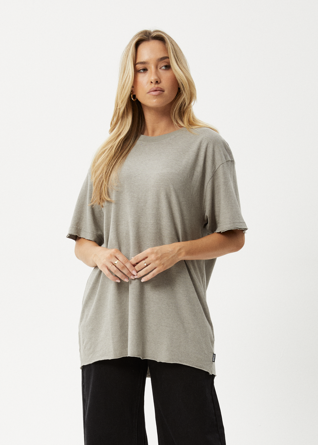 AFENDS Womens Slay - Oversized Tee - Olive 