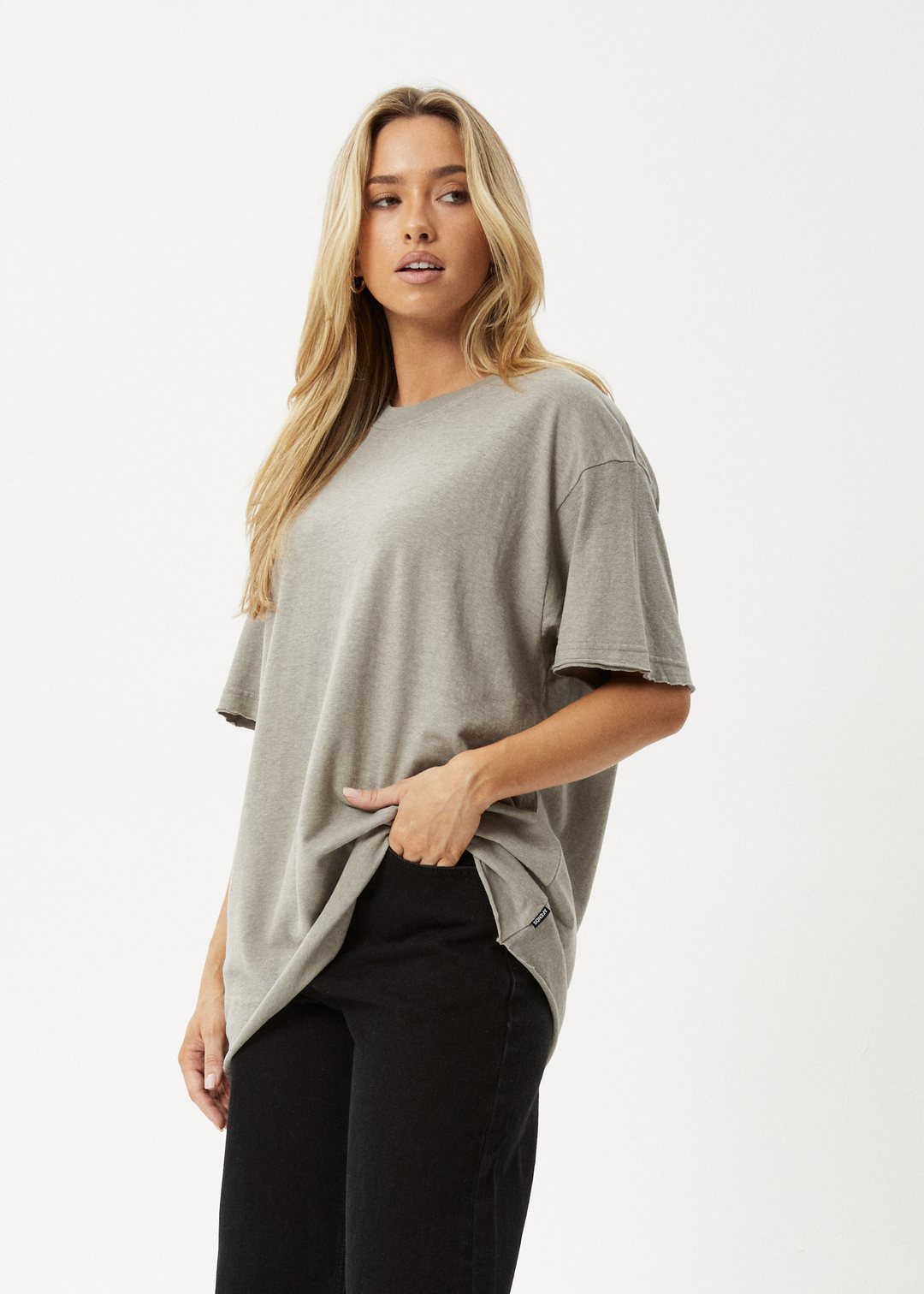 AFENDS Womens Slay - Oversized Tee - Olive 