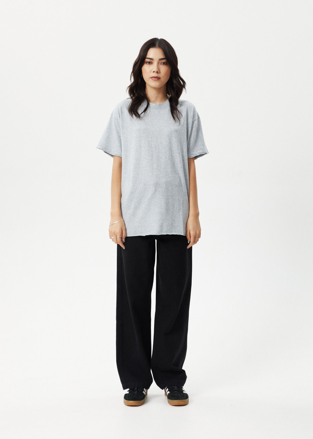 AFENDS Womens Slay - Oversized Tee - Shadow Grey Marle