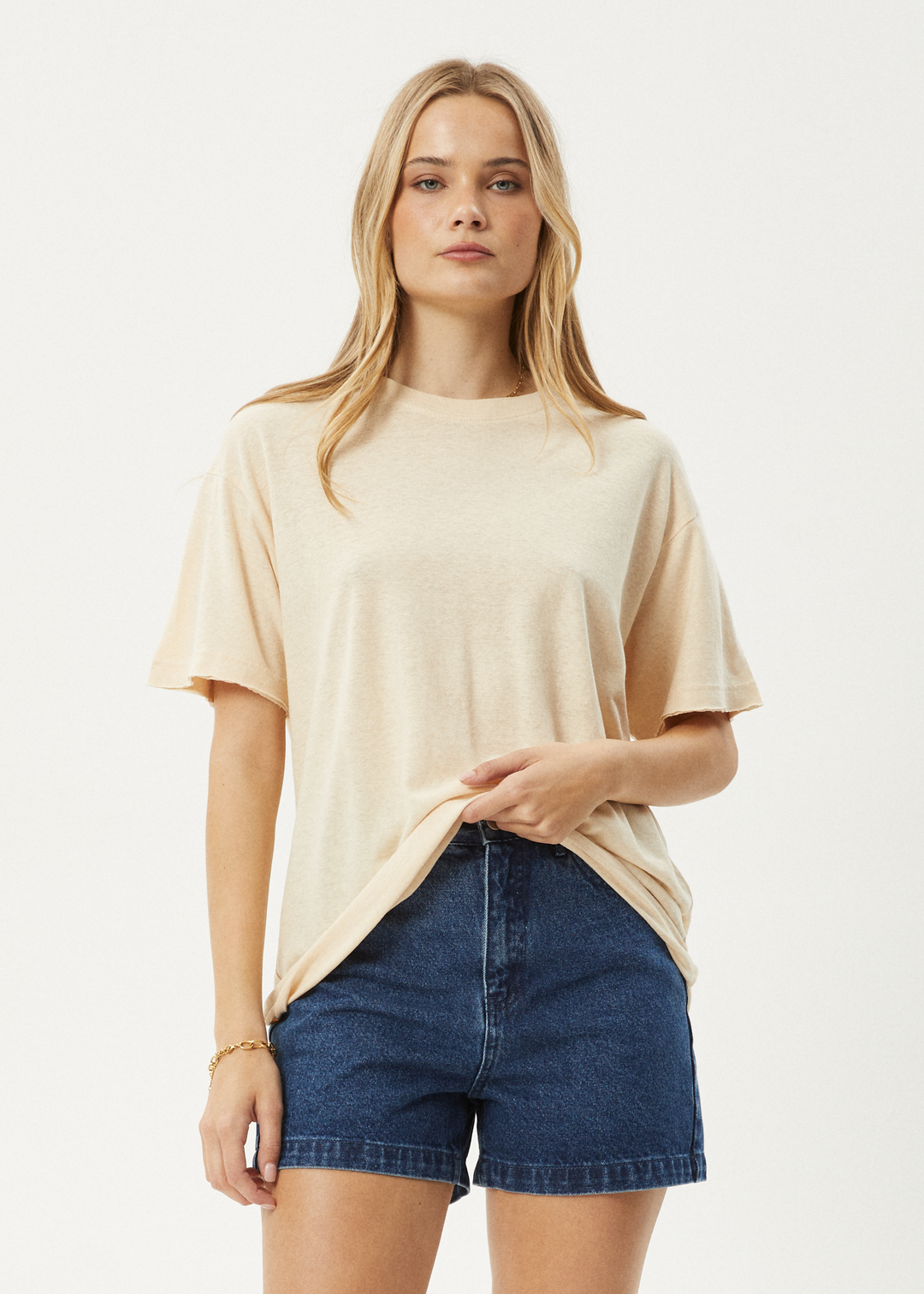 AFENDS Womens Slay - Oversized Tee - Sand 