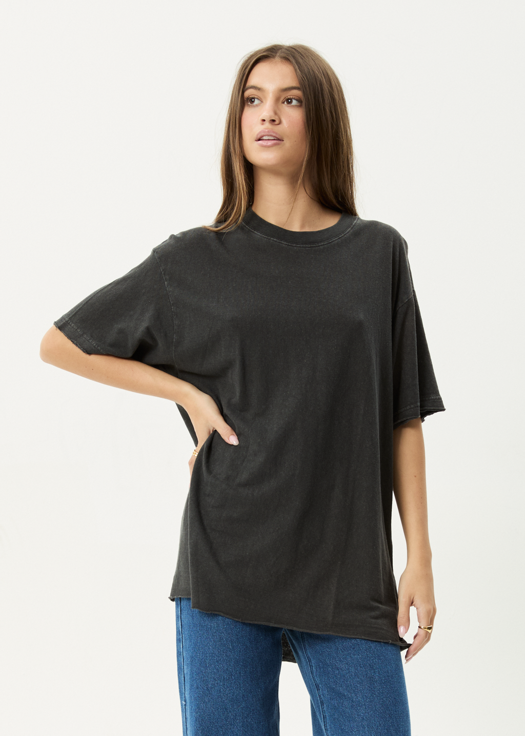 AFENDS Womens Slay - Oversized Tee - Stone Black