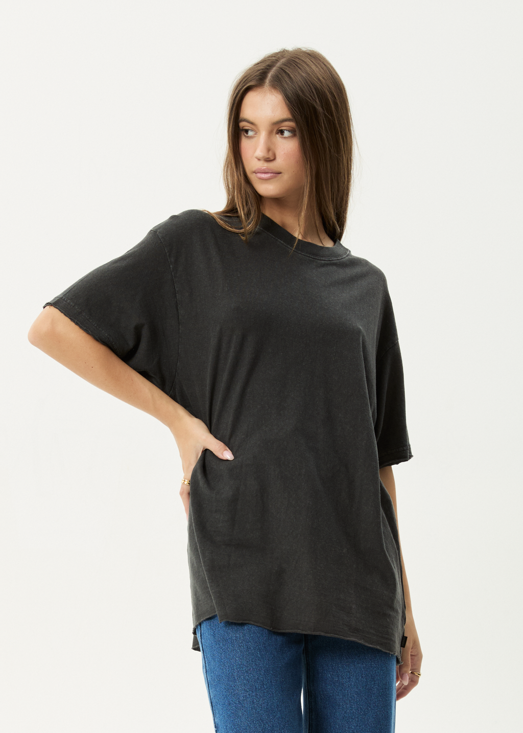 AFENDS Womens Slay - Oversized Tee - Stone Black