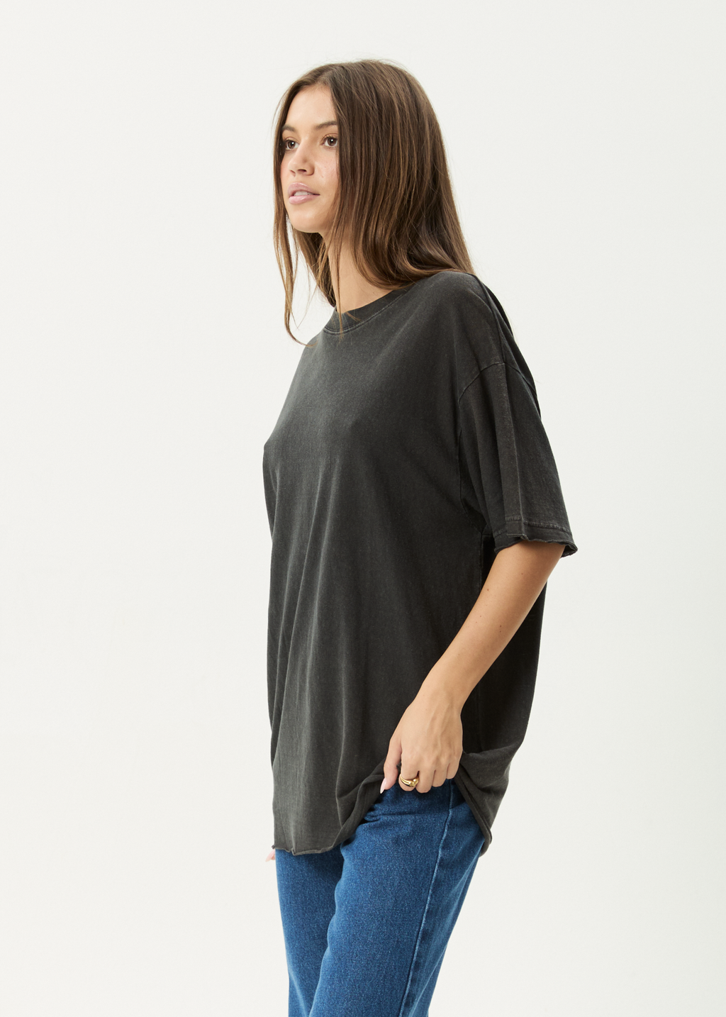 AFENDS Womens Slay - Oversized Tee - Stone Black