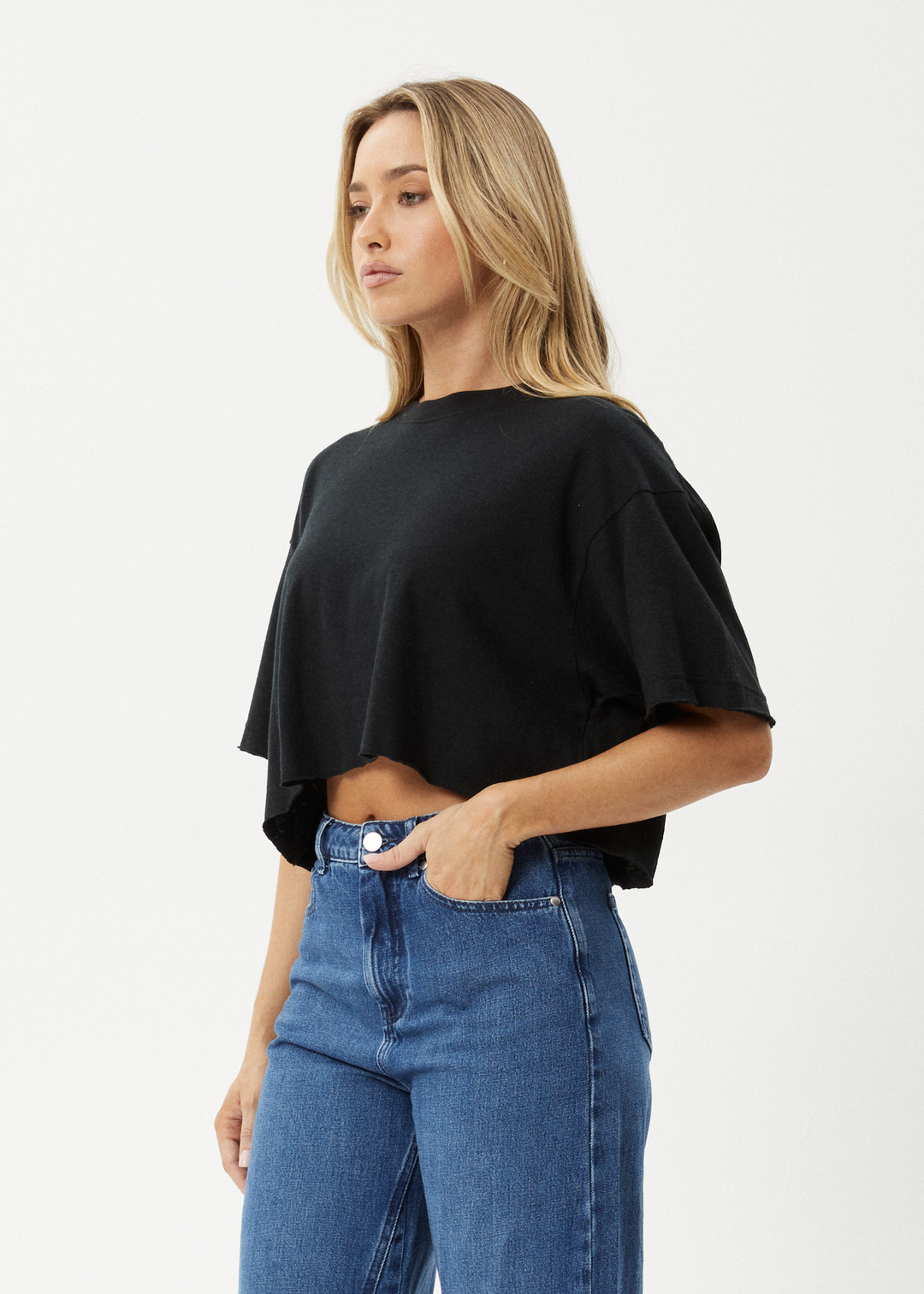 AFENDS Womens Slay Cropped - Oversized Tee - Black 