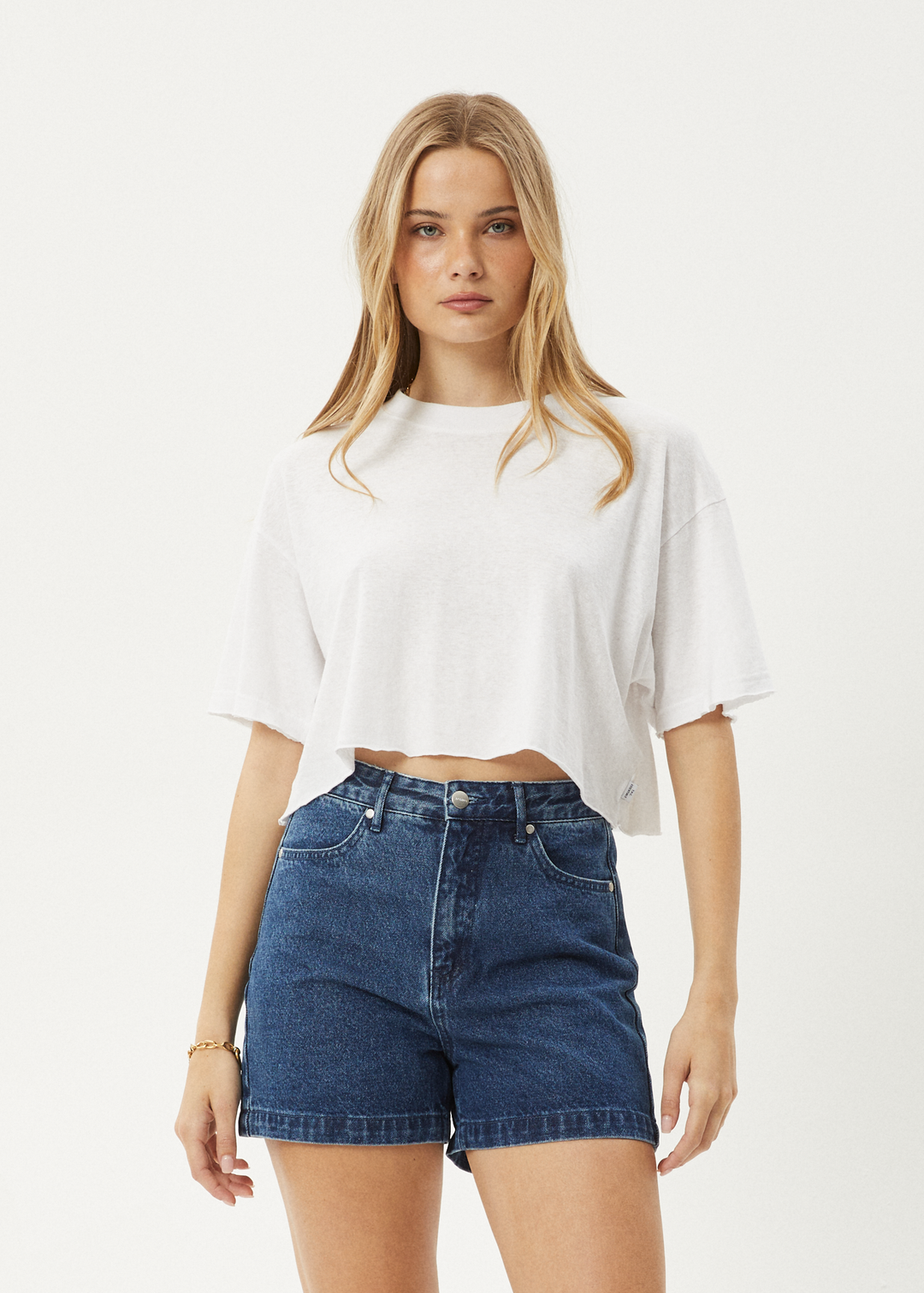 AFENDS Womens Slay Cropped - Oversized Tee - White 