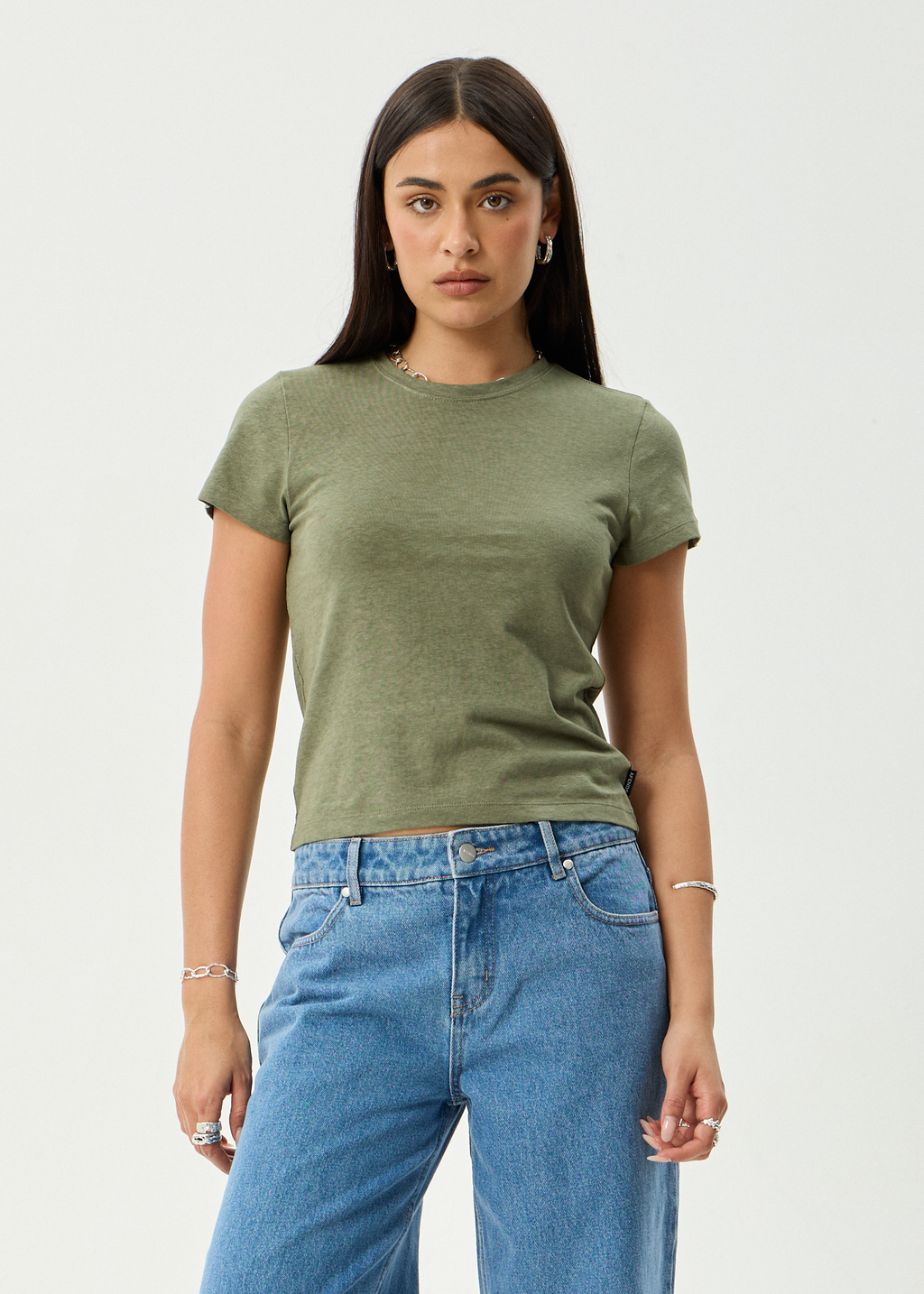 AFENDS Womens Carmen - Baby Tee - Deep Olive
